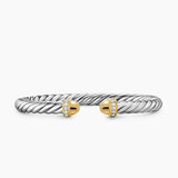 CABLE FLEX® BRACELET Sterling Silver with 14K Yellow Gold Domes and Diamonds, 6mm