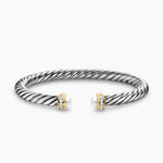CABLE FLEX® BRACELET Sterling Silver with 14K Yellow Gold, Pearls and Diamonds, 6mm
