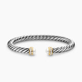 CABLE FLEX® BRACELET Sterling Silver with 14K Yellow Gold, Pearls and Diamonds, 6mm