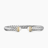 CABLE FLEX® BRACELET Sterling Silver with 14K Yellow Gold, Pearls and Diamonds, 6mm