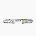 CABLE FLEX® BRACELET Sterling Silver with 14K Yellow Gold, Pearls and Diamonds, 6mm