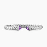 CABLE FLEX® BRACELET Sterling Silver with Amethyst and Diamonds, 6mm