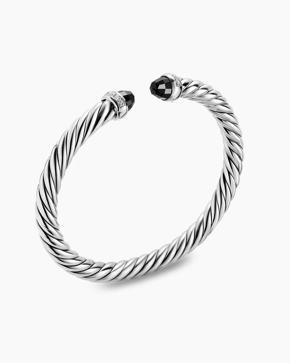 Cable Flex® Bracelet Sterling Silver with Black Onyx and Diamonds, 6mm