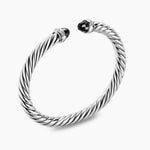 Cable Flex® Bracelet Sterling Silver with Black Onyx and Diamonds, 6mm