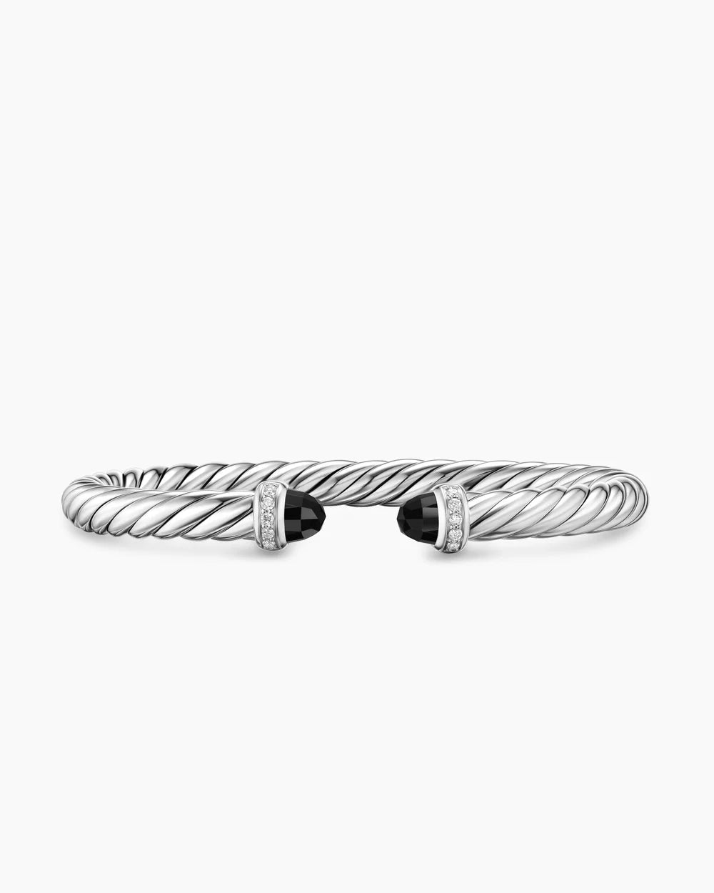 Cable Flex® Bracelet Sterling Silver with Black Onyx and Diamonds, 6mm