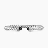 Cable Flex® Bracelet Sterling Silver with Black Onyx and Diamonds, 6mm