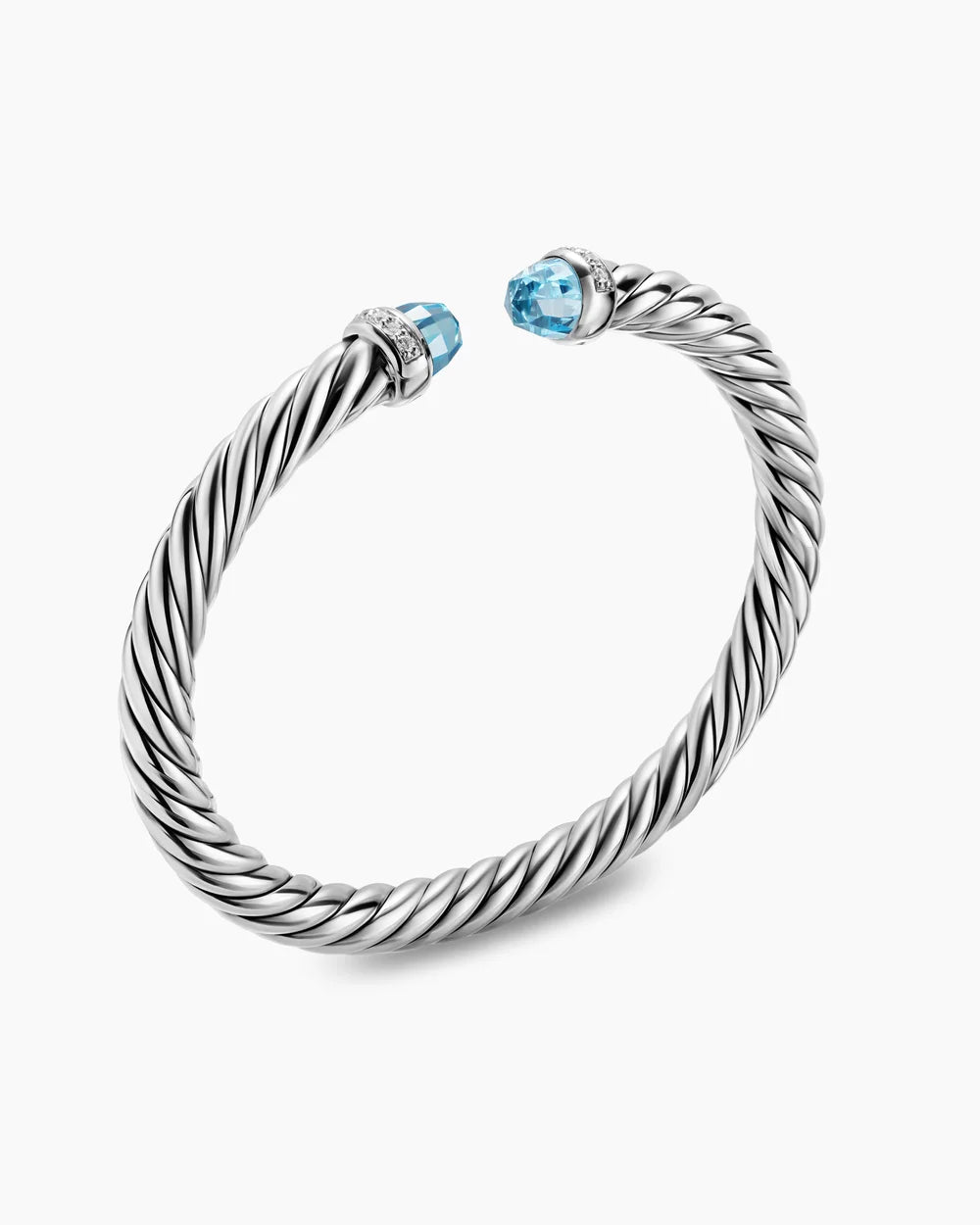 Cable Flex® Bracelet Sterling Silver with Blue Topaz and Diamonds, 6mm