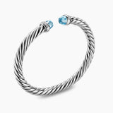 Cable Flex® Bracelet Sterling Silver with Blue Topaz and Diamonds, 6mm