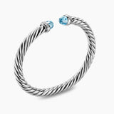 CABLE FLEX® BRACELET Sterling Silver with Blue Topaz and Diamonds, 6mm