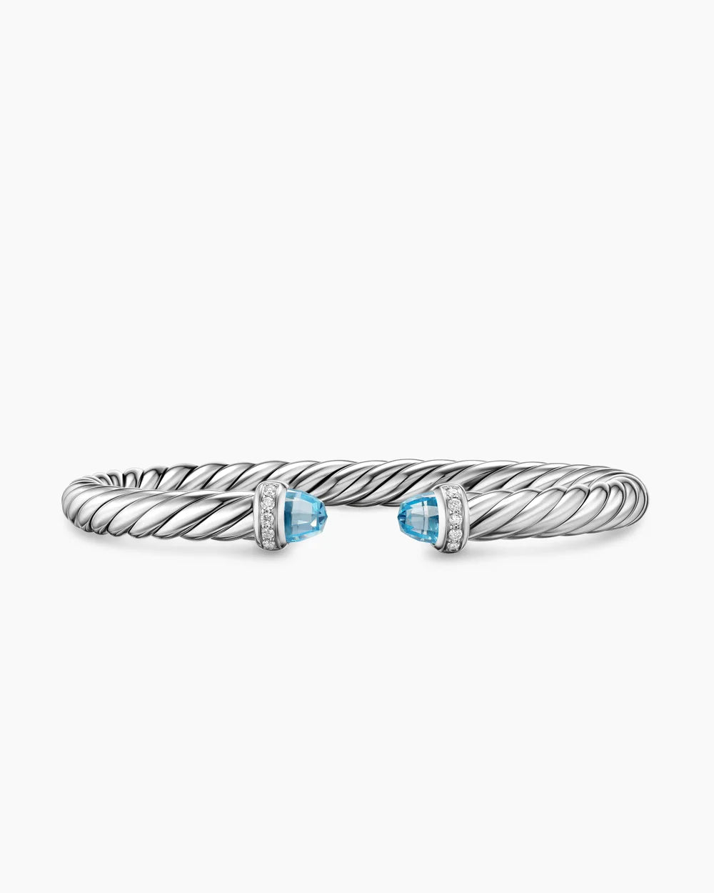 Cable Flex® Bracelet Sterling Silver with Blue Topaz and Diamonds, 6mm
