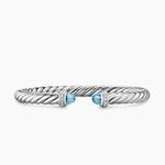 Cable Flex® Bracelet Sterling Silver with Blue Topaz and Diamonds, 6mm