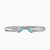 Cable Flex® Bracelet Sterling Silver with Blue Topaz and Diamonds, 6mm