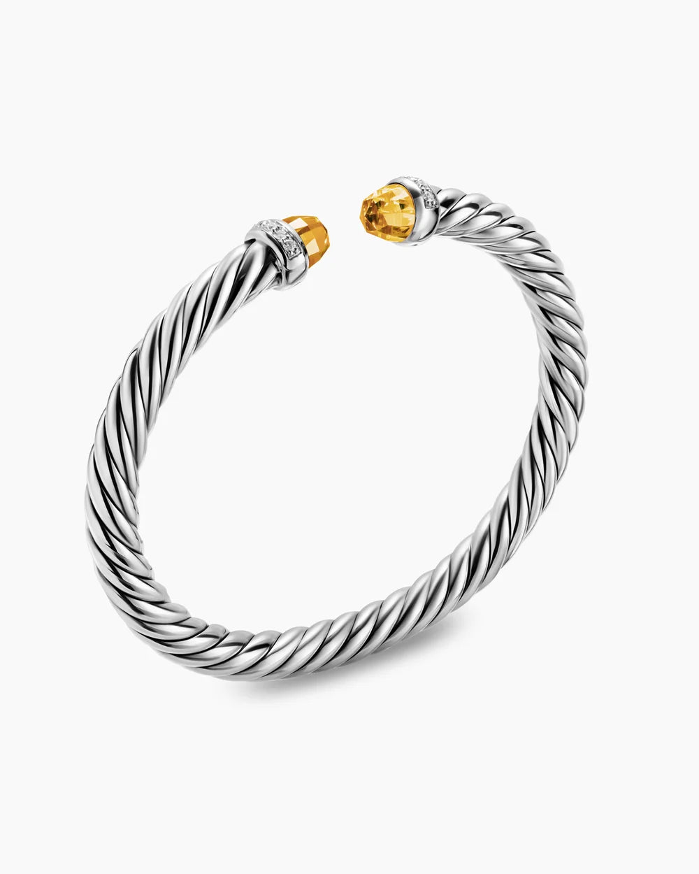 Cable Flex® Bracelet Sterling Silver with Citrine and Diamonds, 6mm