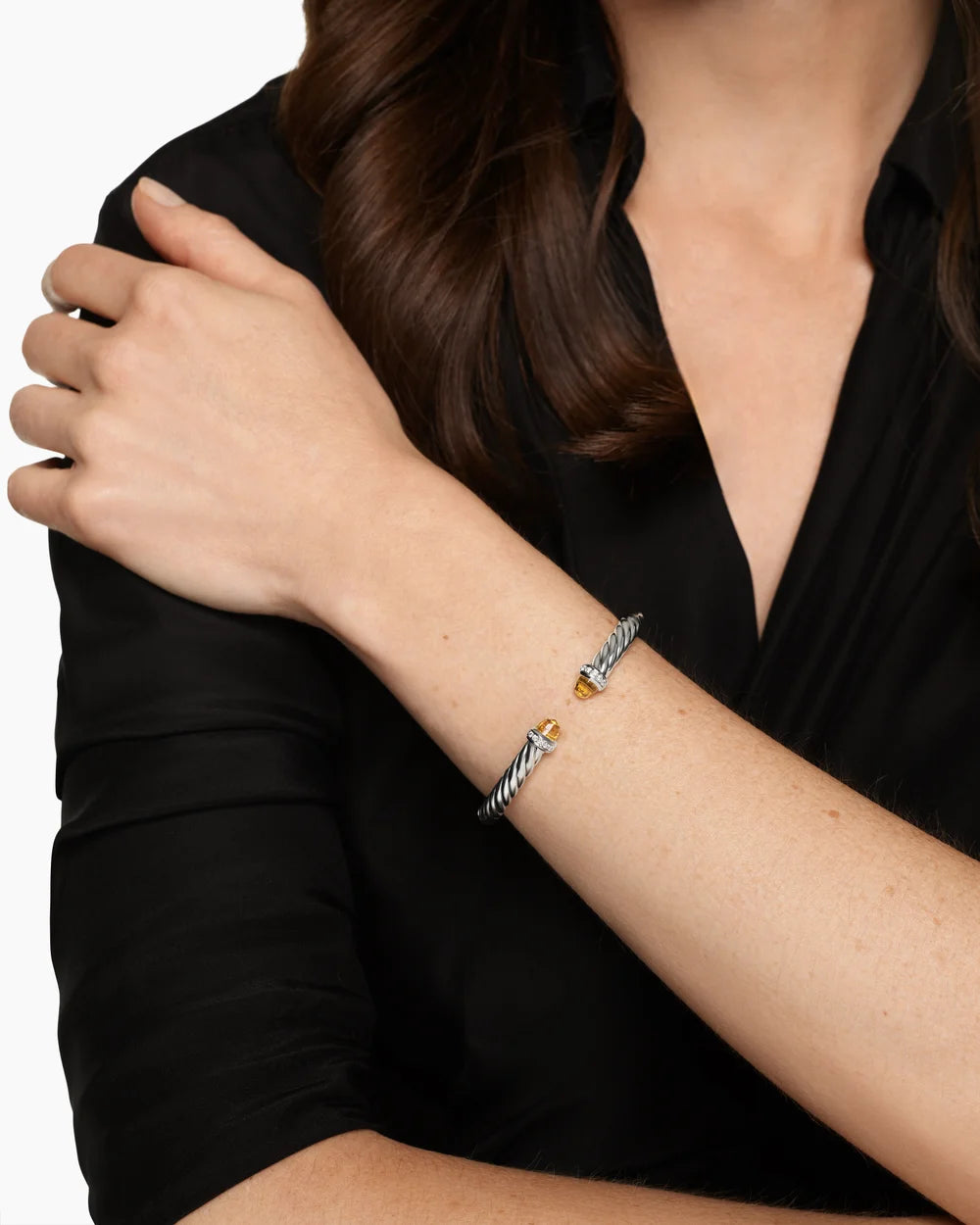 Cable Flex® Bracelet Sterling Silver with Citrine and Diamonds, 6mm