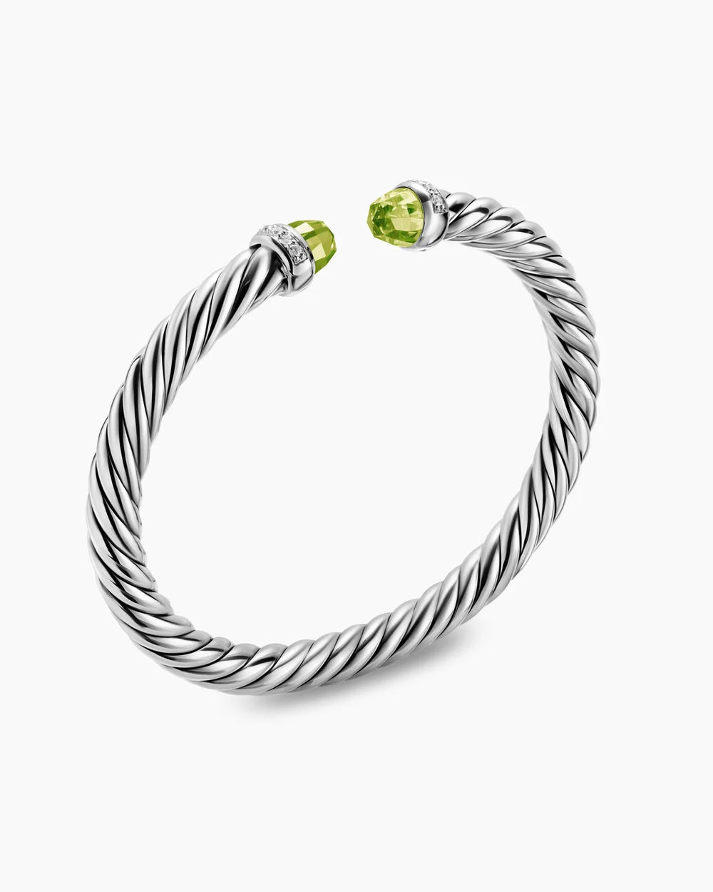 Cable Flex® Bracelet Sterling Silver with Peridot and Diamonds, 6mm