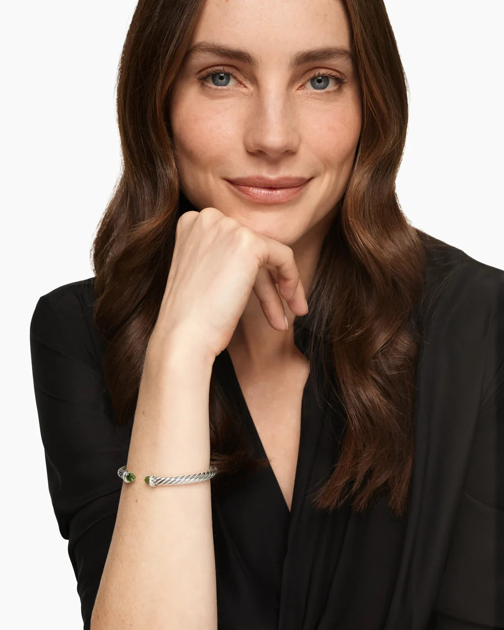 Cable Flex® Bracelet Sterling Silver with Peridot and Diamonds, 6mm