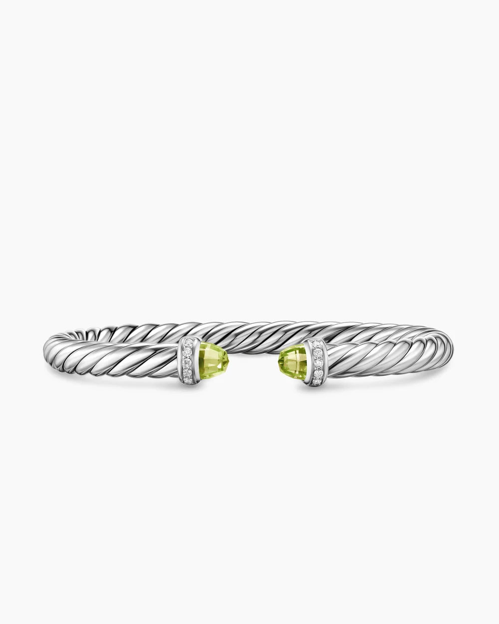 Cable Flex® Bracelet Sterling Silver with Peridot and Diamonds, 6mm