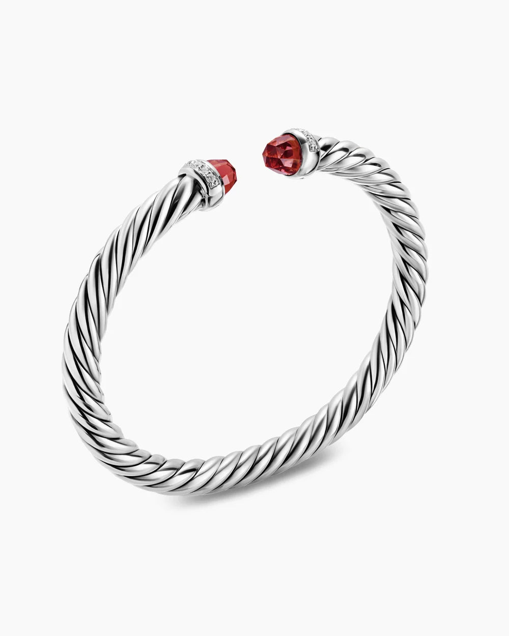 Cable Flex® Bracelet Sterling Silver with Rhodolite Garnet and Diamonds, 6mm