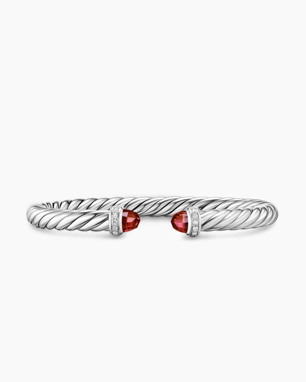 Cable Flex® Bracelet Sterling Silver with Rhodolite Garnet and Diamonds, 6mm