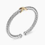 Cable Flex® X Bracelet Sterling Silver with 14K Yellow Gold, 6mm
