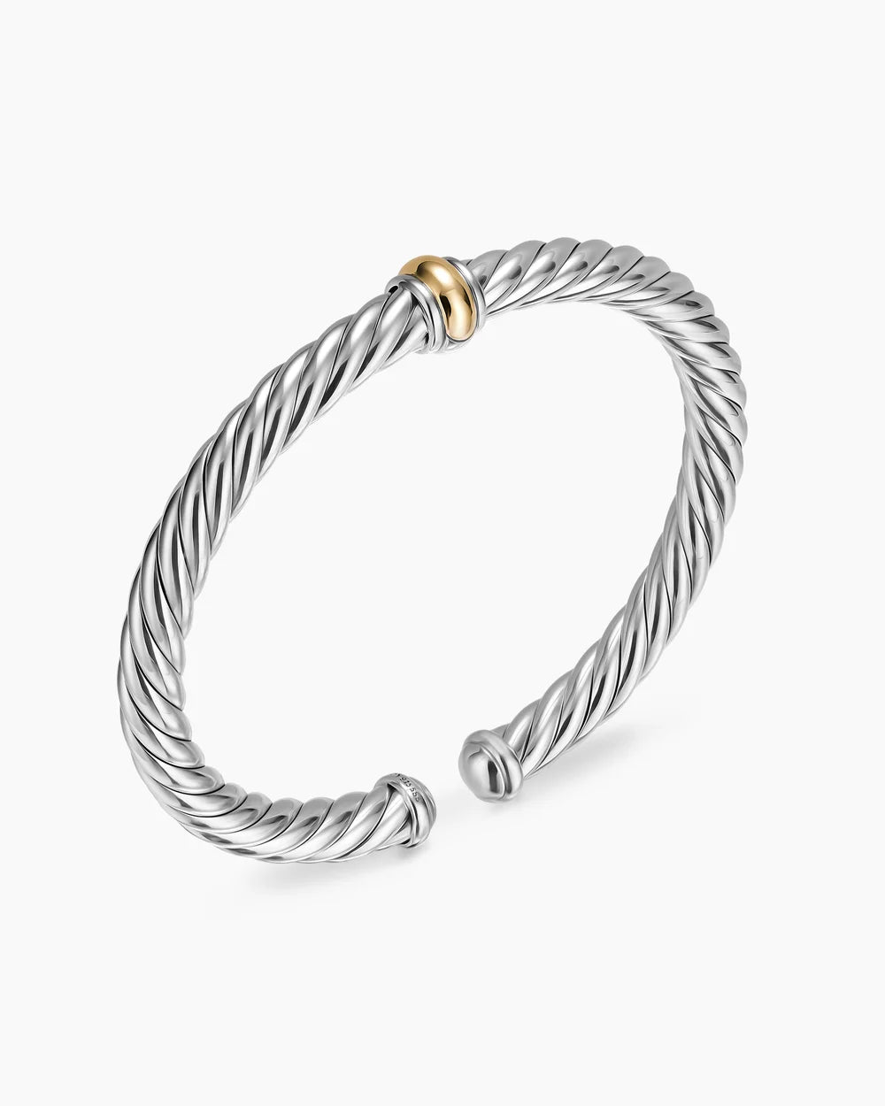 Cable Flex® Center Station Bracelet Sterling Silver with 14K Yellow Gold, 6mm