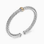 Cable Flex® Center Station Bracelet Sterling Silver with 14K Yellow Gold, 6mm