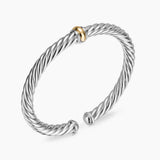 Cable Flex® Center Station Bracelet Sterling Silver with 14K Yellow Gold, 6mm