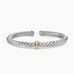 CABLE FLEX® CENTER STATION BRACELET Sterling Silver with 14K Yellow Gold and Diamonds, 6mm