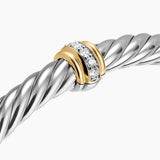 CABLE FLEX® CENTER STATION BRACELET Sterling Silver with 14K Yellow Gold and Diamonds, 6mm