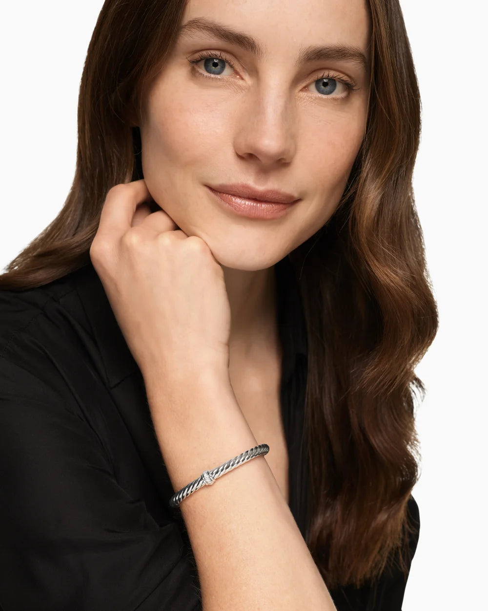 Cable Flex® Center Station Bracelet Sterling Silver with Diamonds, 6mm