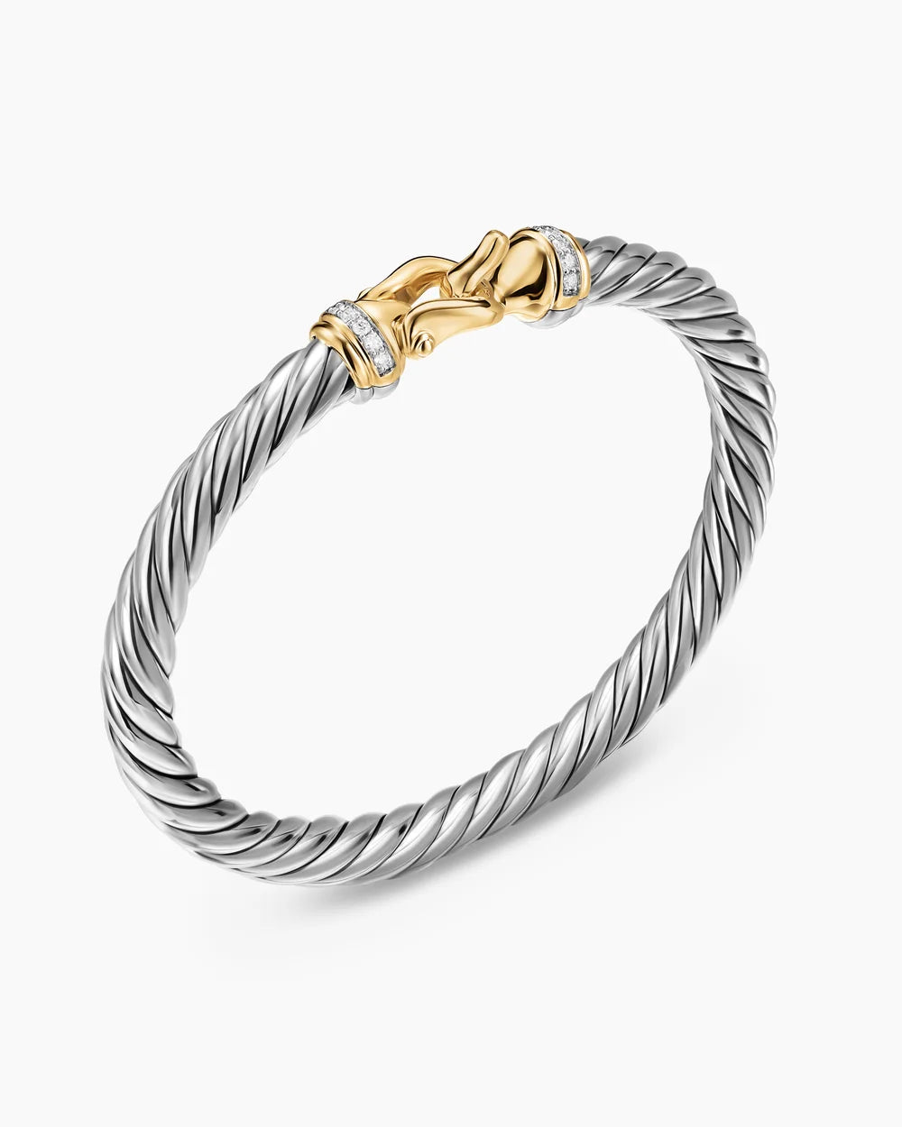 CABLE FLEX® BUCKLE BRACELET Sterling Silver with 14K Yellow Gold and Diamonds, 6mm