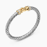 CABLE FLEX® BUCKLE BRACELET Sterling Silver with 14K Yellow Gold and Diamonds, 6mm