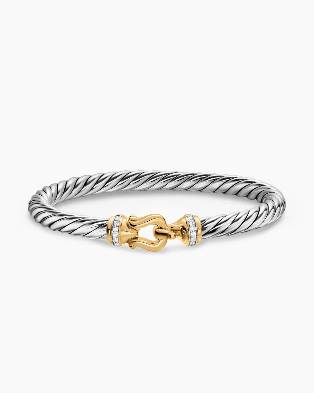 CABLE FLEX® BUCKLE BRACELET Sterling Silver with 14K Yellow Gold and Diamonds, 6mm