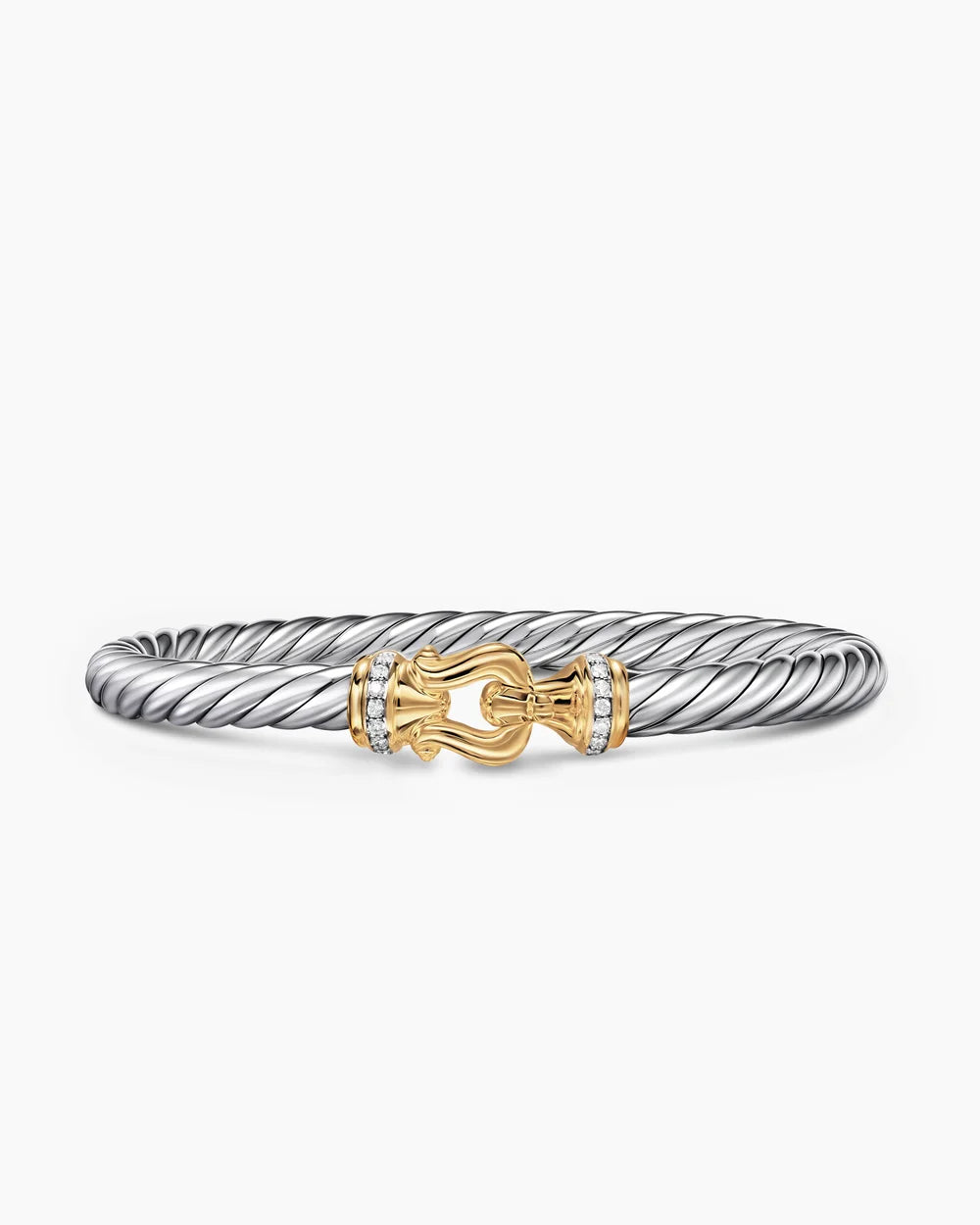 CABLE FLEX® BUCKLE BRACELET Sterling Silver with 14K Yellow Gold and Diamonds, 6mm