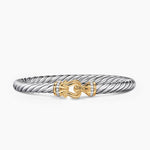 CABLE FLEX® BUCKLE BRACELET Sterling Silver with 14K Yellow Gold and Diamonds, 6mm