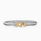 CABLE FLEX® BUCKLE BRACELET Sterling Silver with 14K Yellow Gold and Diamonds, 6mm