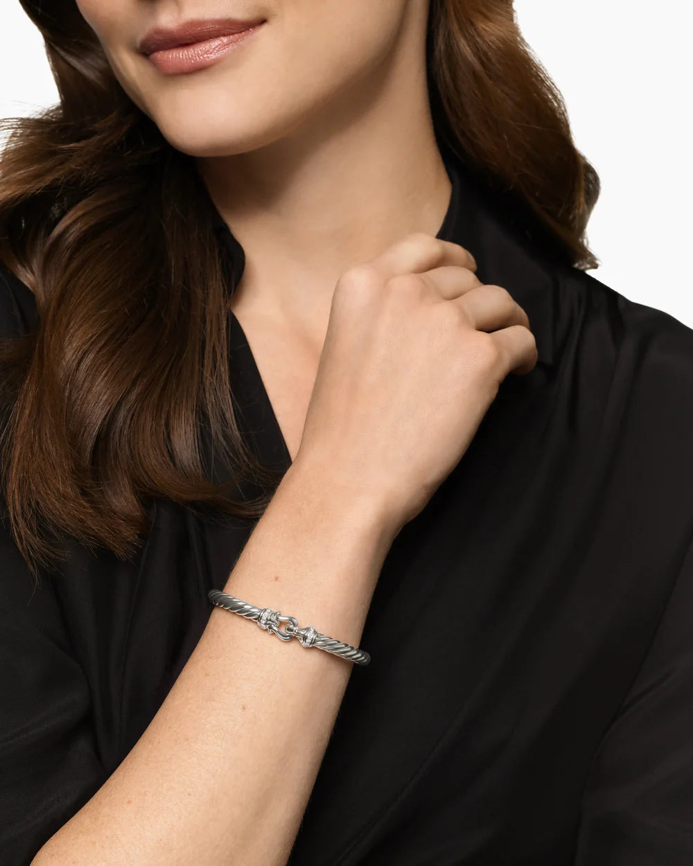 Cable Flex® Buckle Bracelet Sterling Silver with Diamonds, 6mm