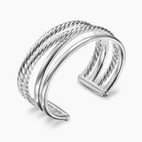 BOLD CROSSOVER MULTI ROW CUFF BRACELET Sterling Silver, 24.4mm