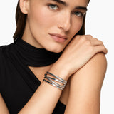 Bold Crossover Multi Row Cuff Bracelet Sterling Silver, 24.4mm