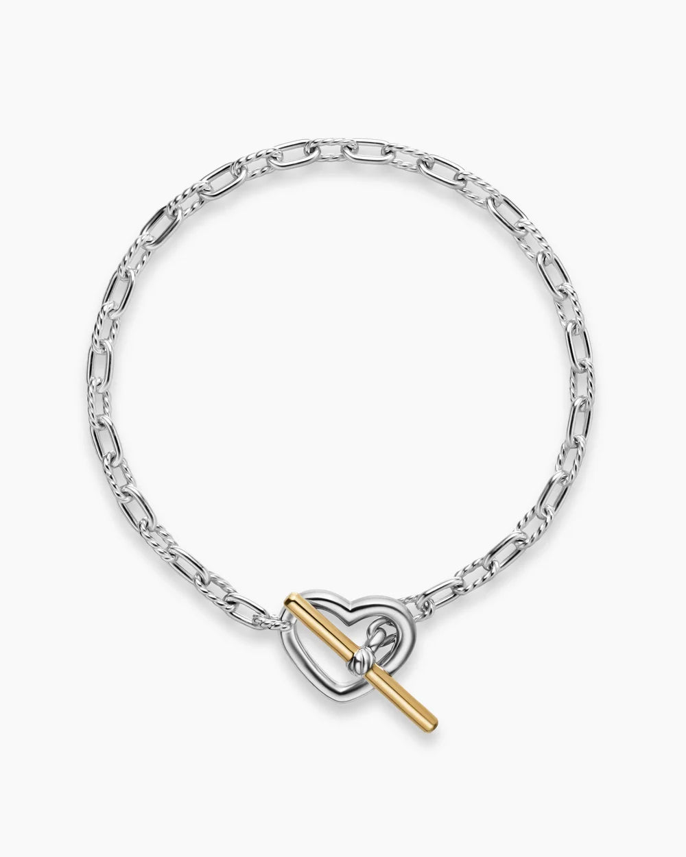 DY Madison® Heart Toggle Chain Bracelet Sterling Silver with 18K Yellow Gold, 3mm