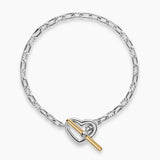 DY Madison® Heart Toggle Chain Bracelet Sterling Silver with 18K Yellow Gold, 3mm