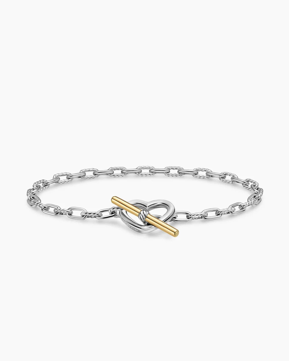DY Madison® Heart Toggle Chain Bracelet Sterling Silver with 18K Yellow Gold, 3mm