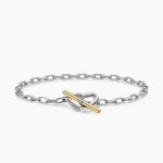 DY Madison® Heart Toggle Chain Bracelet Sterling Silver with 18K Yellow Gold, 3mm