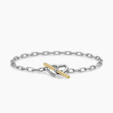 DY Madison® Heart Toggle Chain Bracelet Sterling Silver with 18K Yellow Gold, 3mm