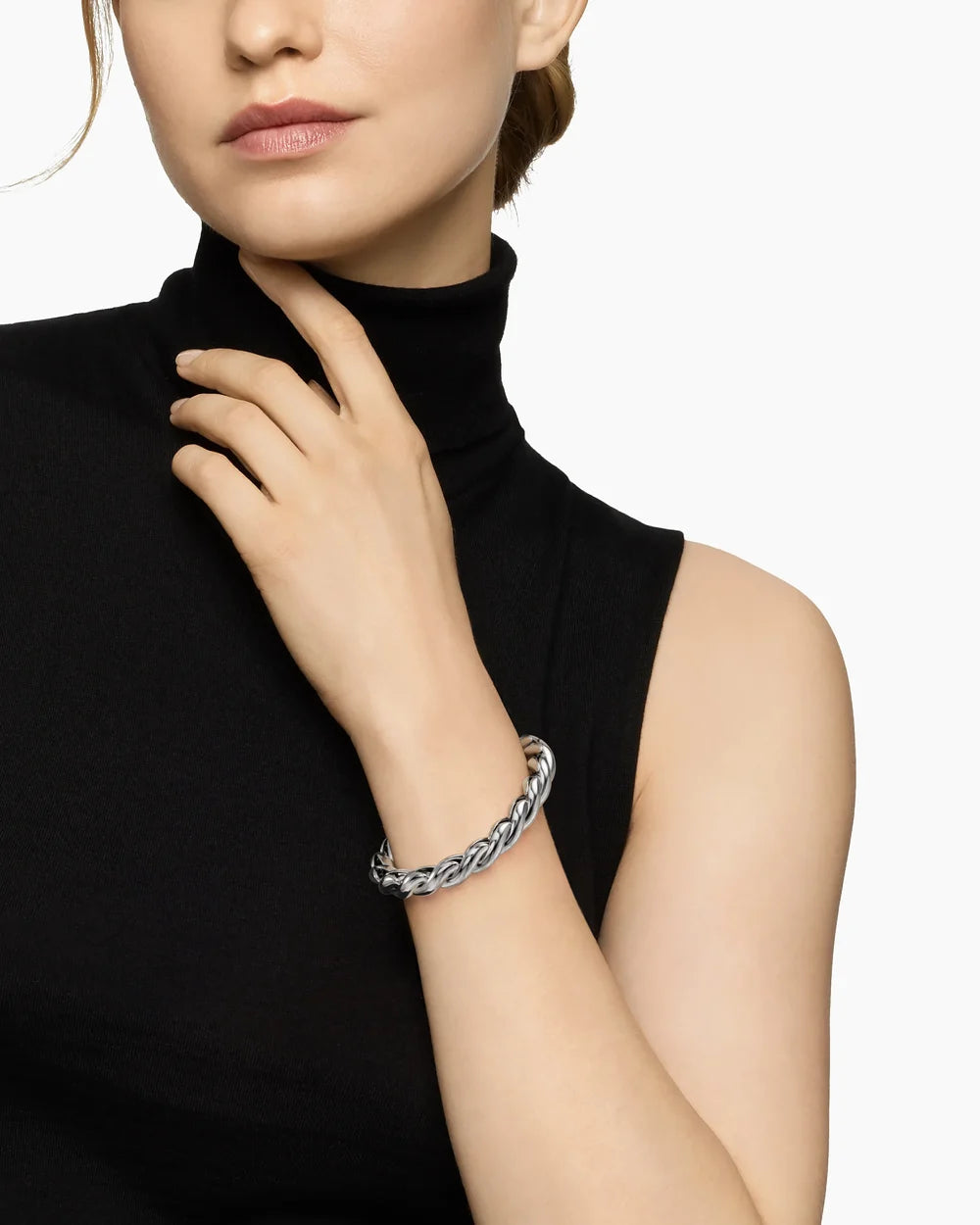 SCULPTED CABLE CHAIN BRACELET Sterling Silver, 10mm