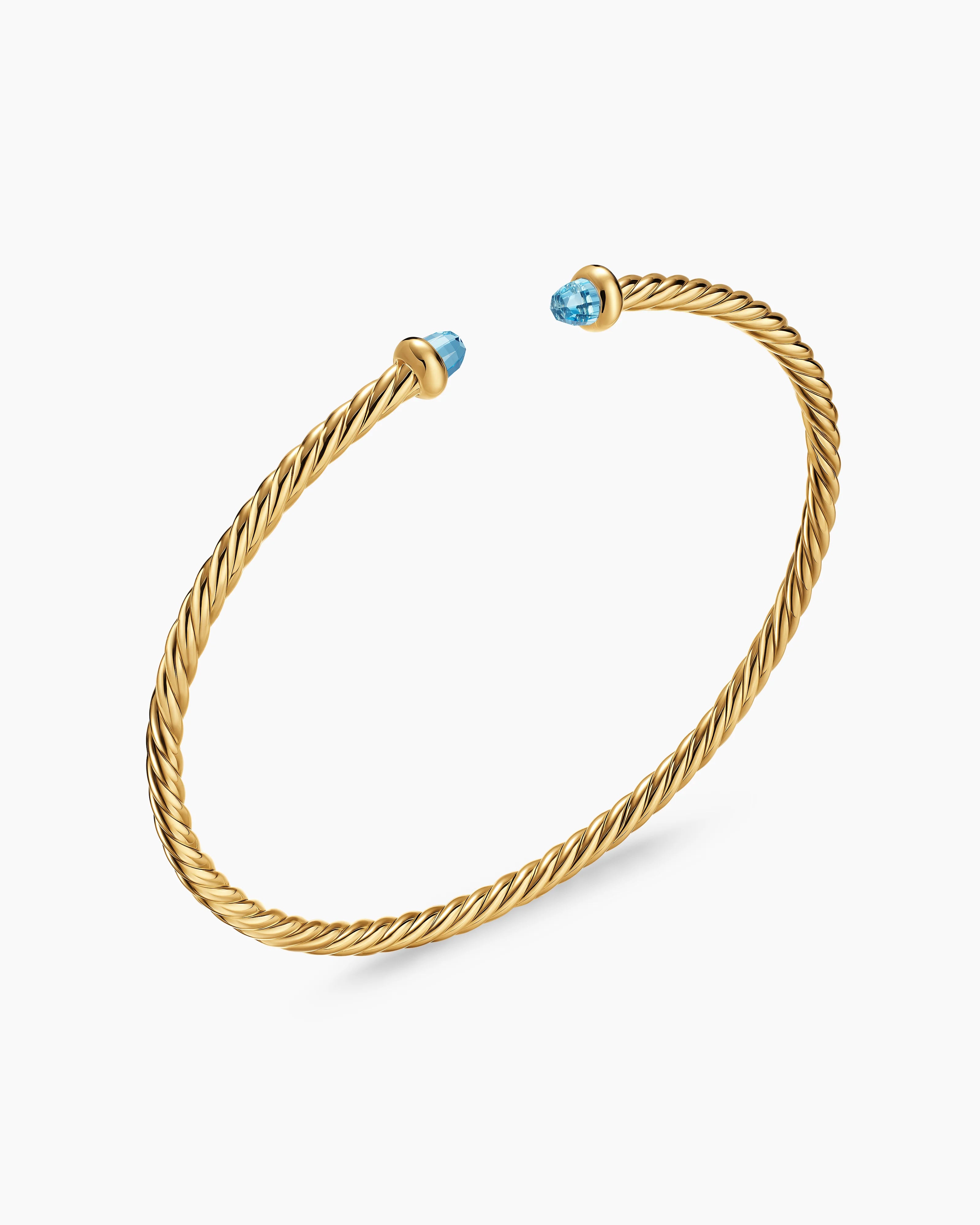 MICRO CABLESPIRA® FLEX BRACELET 18K Yellow Gold with Blue Topaz, 2.6mm