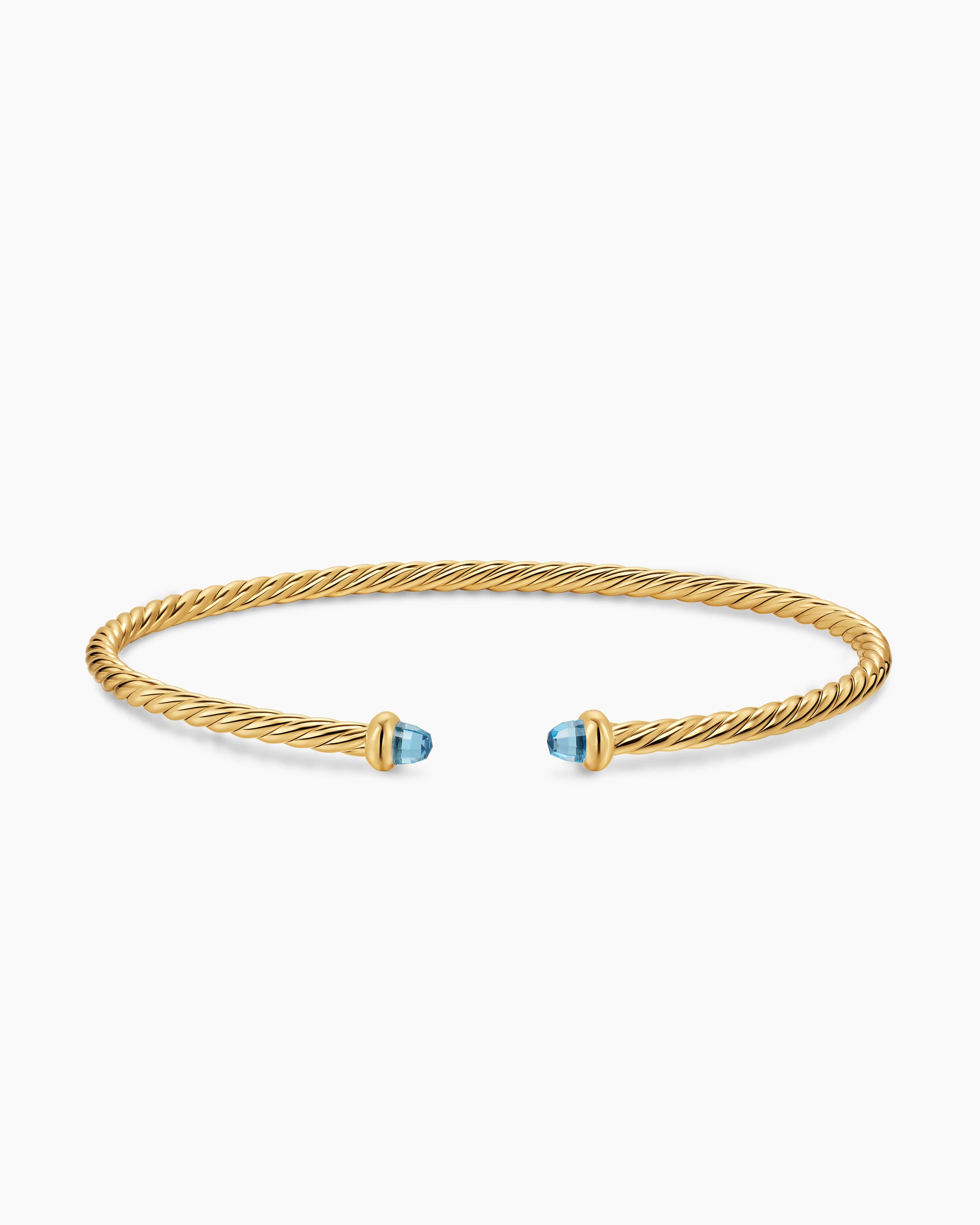 MICRO CABLESPIRA® FLEX BRACELET 18K Yellow Gold with Blue Topaz, 2.6mm