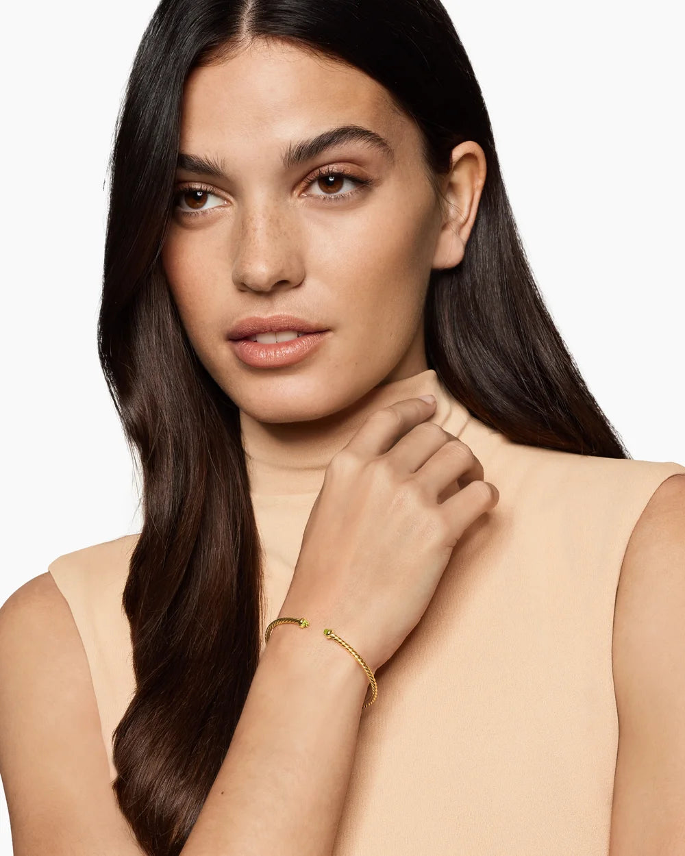 MICRO CABLESPIRA® FLEX BRACELET 18K Yellow Gold with Peridot, 2.6mm