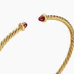 MICRO CABLESPIRA® FLEX BRACELET 18K Yellow Gold with Rhodolite Garnets, 2.6mm