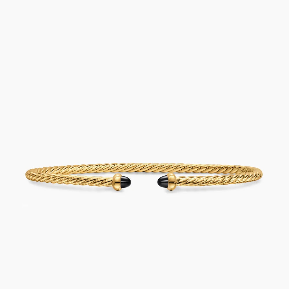 MICRO CABLESPIRA® FLEX BRACELET 18K Yellow Gold with Black Onyx, 2.6mm